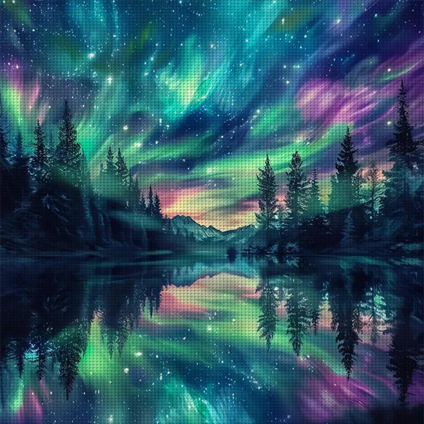Aurora Scenery - Full 11CT Stamped Cross Stitch 50x50CM - Huacan