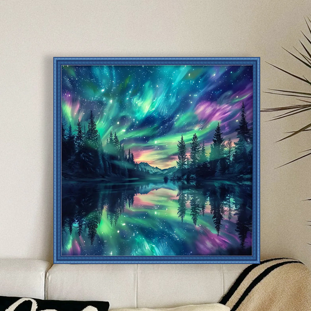 Aurora Scenery - Full 11CT Stamped Cross Stitch 50x50CM - Huacan