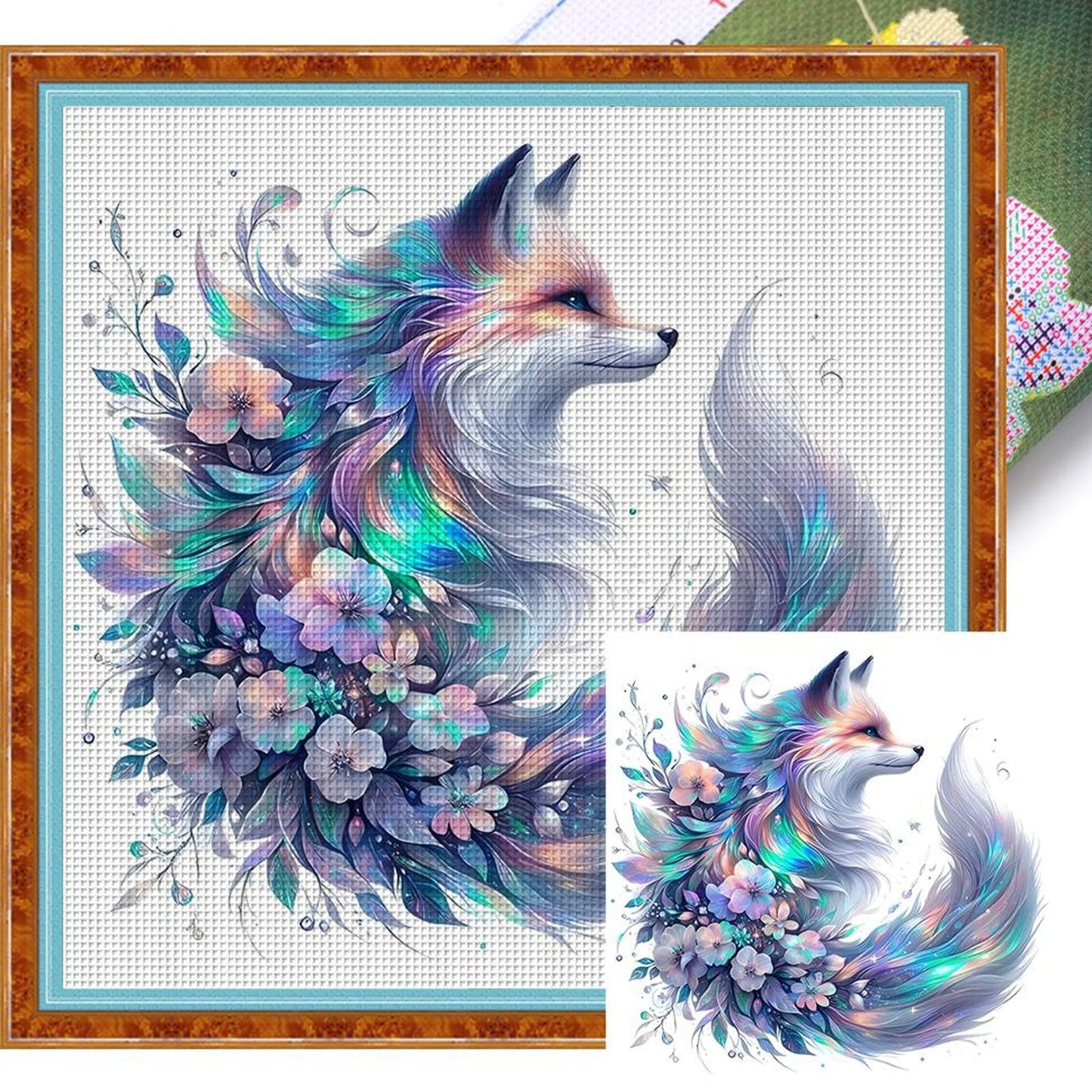 Flowers And Squirrel - Full 11CT Stamped Cross Stitch 45x45CM - Yishu