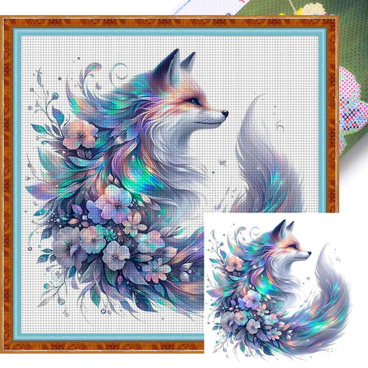Flowers And Squirrel - Full 11CT Stamped Cross Stitch 45x45CM - Yishu