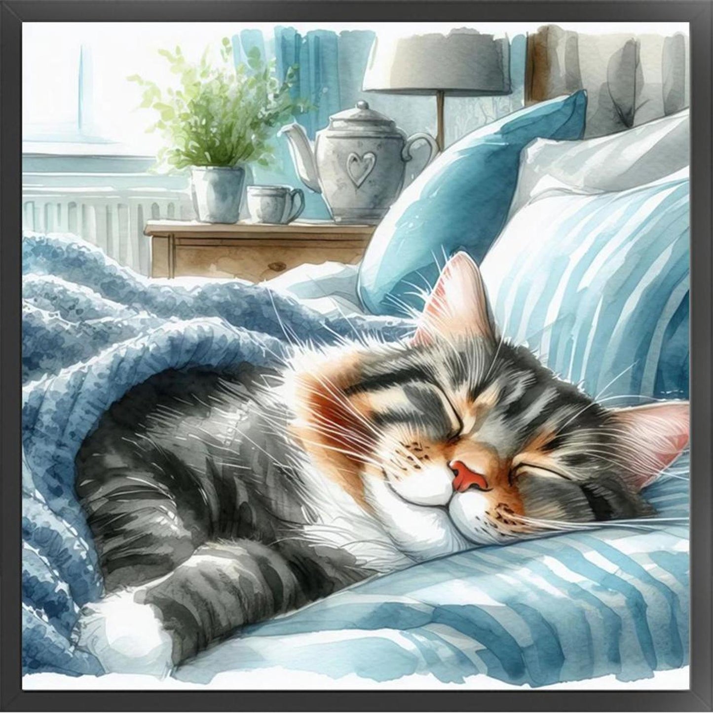 Sleeping Cat - Full 11CT Counted Cross Stitch 40x40CM - Huacan