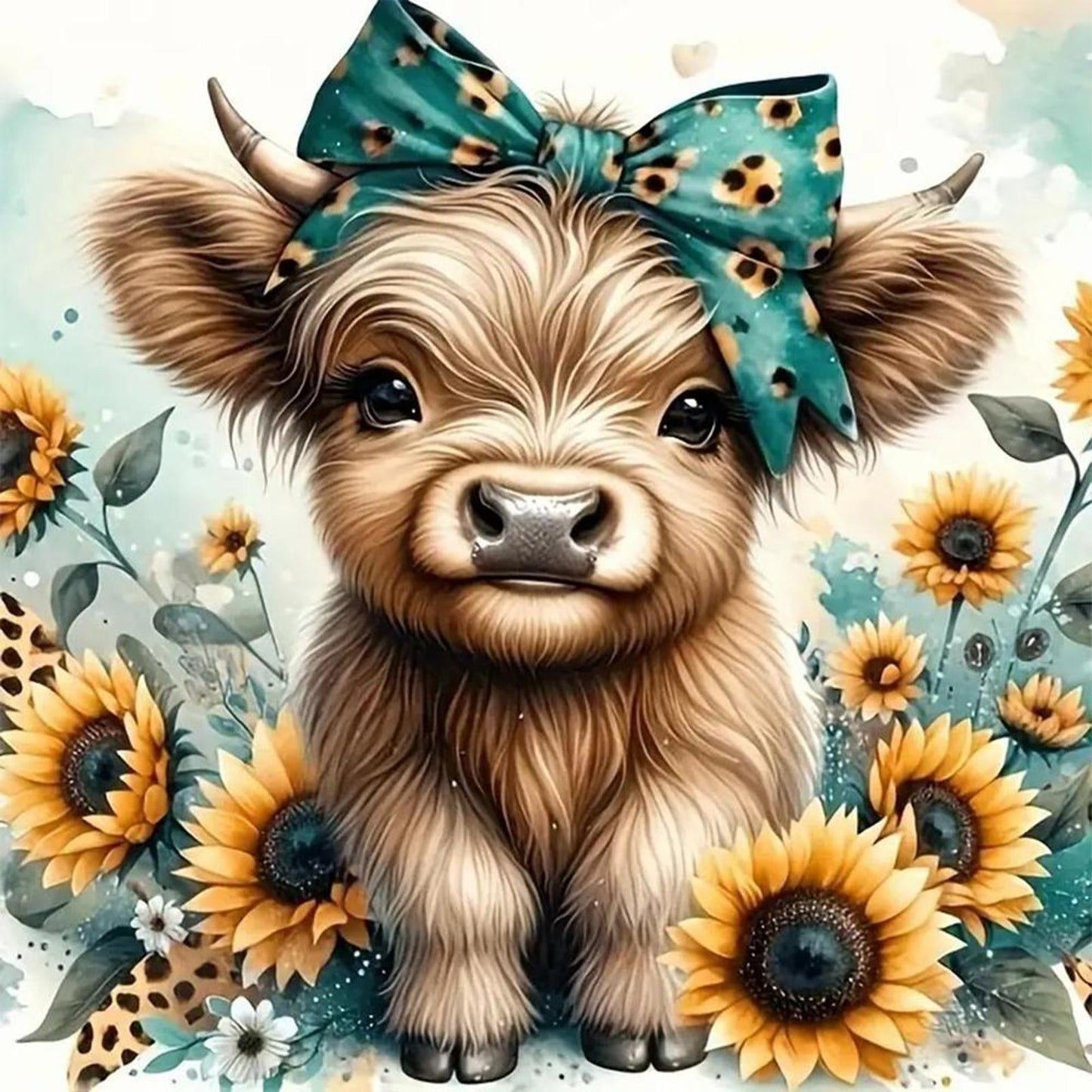 Highland Cow - Full 11CT Counted Cross Stitch 40x40CM - Huacan