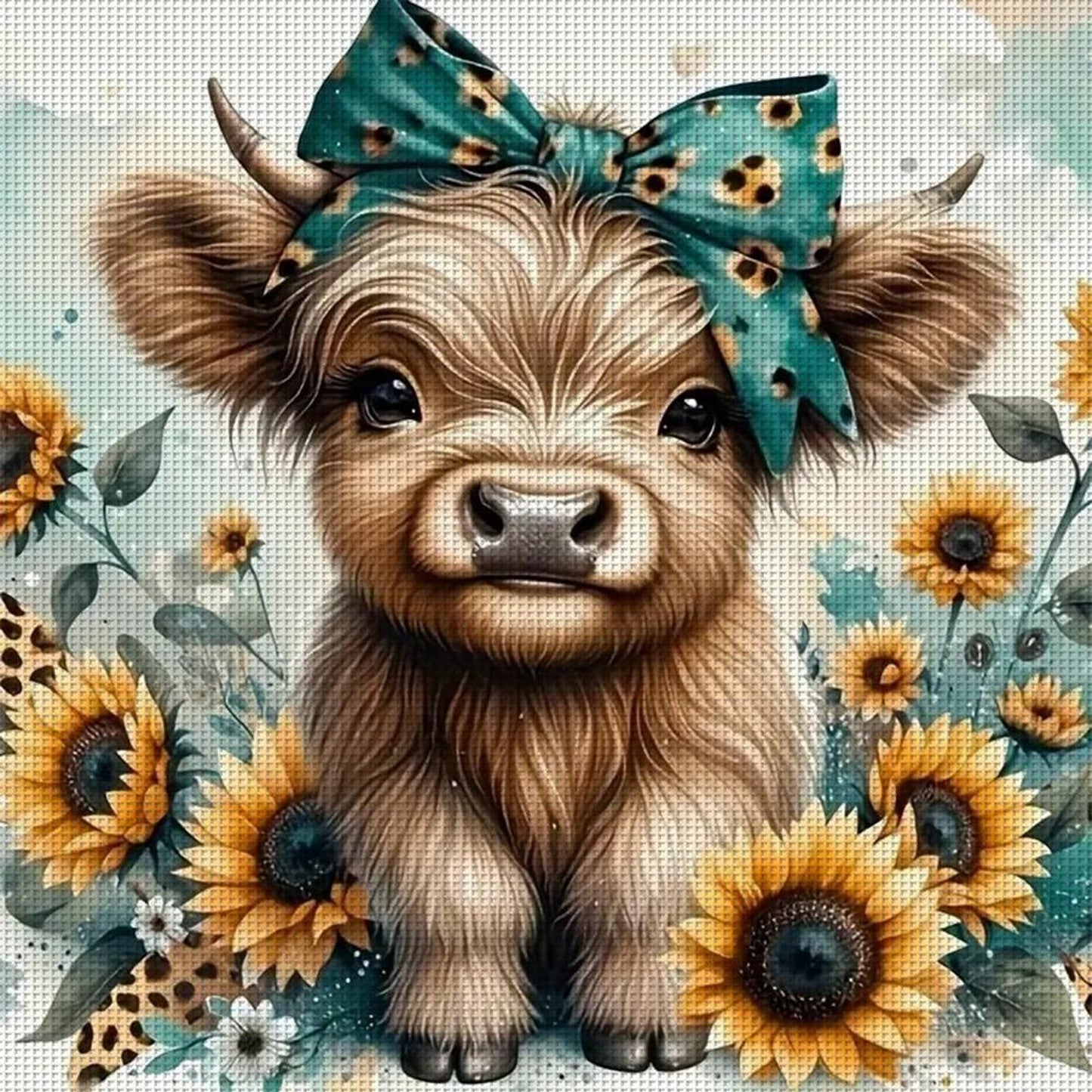 Highland Cow - Full 11CT Counted Cross Stitch 40x40CM - Huacan