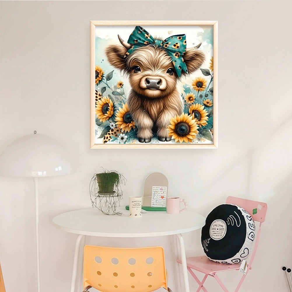 Highland Cow - Full 11CT Counted Cross Stitch 40x40CM - Huacan