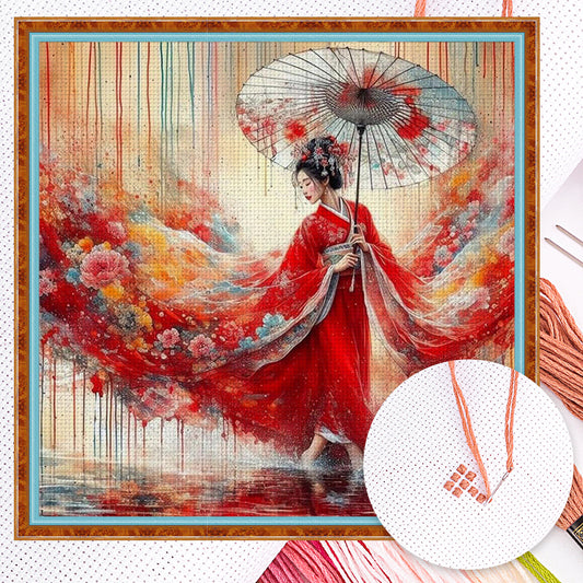 Kimono Girl - Full 11CT Counted Cross Stitch 50x50CM - Huacan