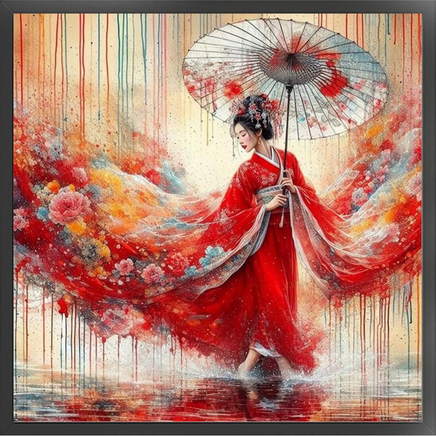 Kimono Girl - Full 11CT Counted Cross Stitch 50x50CM - Huacan