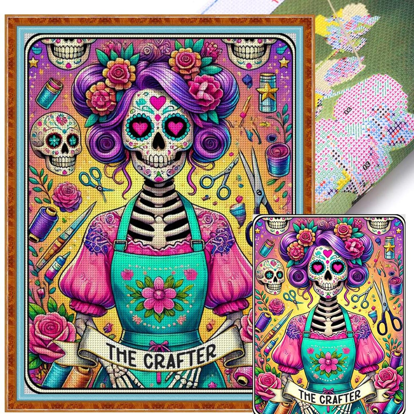Halloween Skull - Full 11CT Stamped Cross Stitch 50x65CM - Yishu