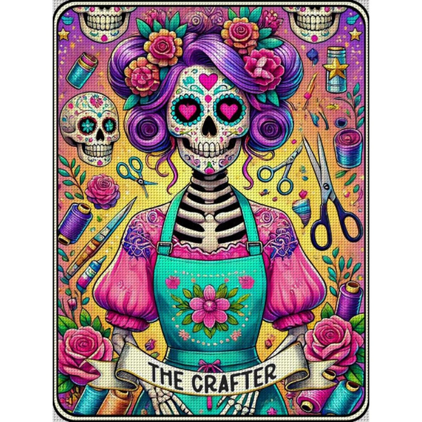 Halloween Skull - Full 11CT Stamped Cross Stitch 50x65CM - Yishu