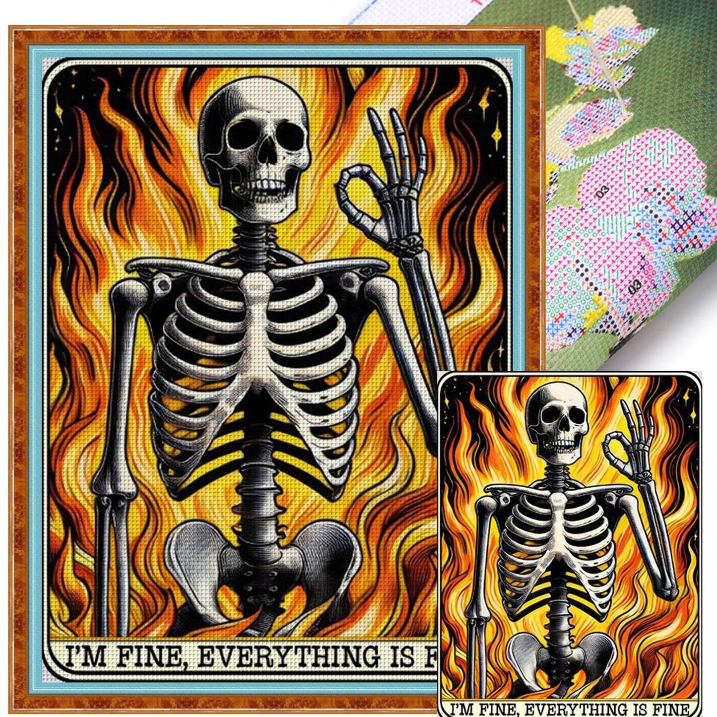 Halloween Skull - Full 11CT Stamped Cross Stitch 50x65CM - Yishu
