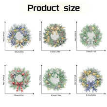 Load image into Gallery viewer, 6Pcs Christmas Wreath Fridge Stickers Diamond Painting Art Magnets Decals
