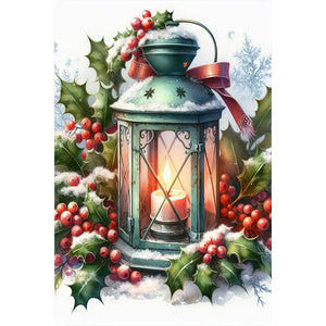 Winter Christmas Lanterns 40*60CM(Canvas) Full Round Drill Diamond Painting