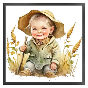 Yishu - Girl In The Hat - 50*50CM 11CT 3 Stamped Cross Stitch