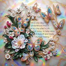 Load image into Gallery viewer, Butterfly And White Flower Calligraphy 30*30CM(Canvas) Partial Special Shaped Drill Diamond Painting
