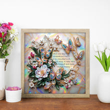 Load image into Gallery viewer, Butterfly And White Flower Calligraphy 30*30CM(Canvas) Partial Special Shaped Drill Diamond Painting
