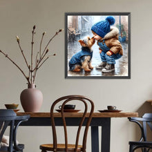Load image into Gallery viewer, Little Boy Kisses Puppy 40*40CM(Canvas) Full Round Drill Diamond Painting
