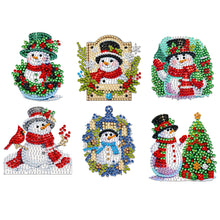 Load image into Gallery viewer, 6Pcs Acrylic Christmas Snowman Diamond Painting Fridge Stickers Diamond Magnets
