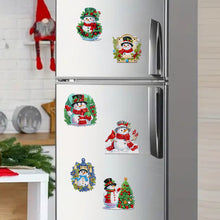 Load image into Gallery viewer, 6Pcs Acrylic Christmas Snowman Diamond Painting Fridge Stickers Diamond Magnets
