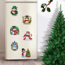 Load image into Gallery viewer, 6Pcs Acrylic Christmas Snowman Diamond Painting Fridge Stickers Diamond Magnets
