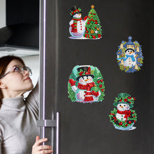 Load image into Gallery viewer, 6Pcs Acrylic Christmas Snowman Diamond Painting Fridge Stickers Diamond Magnets
