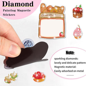 4 Sheets Desserts Diamond Painting Art Fridge Magnet for Car Mailbox Decor