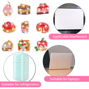 4 Sheets Desserts Diamond Painting Art Fridge Magnet for Car Mailbox Decor