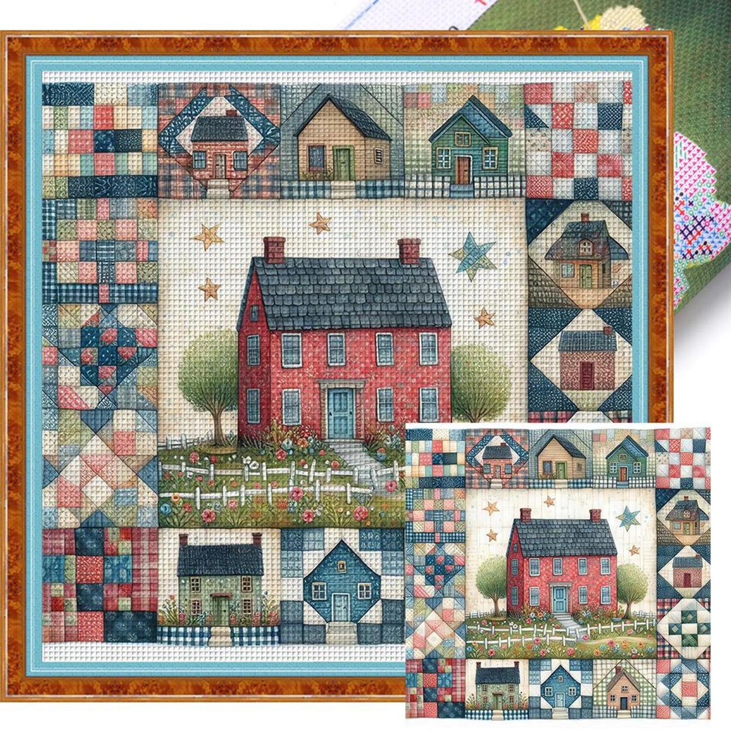 Red Cabin - Full 11CT Stamped Cross Stitch 50x50CM - Huacan