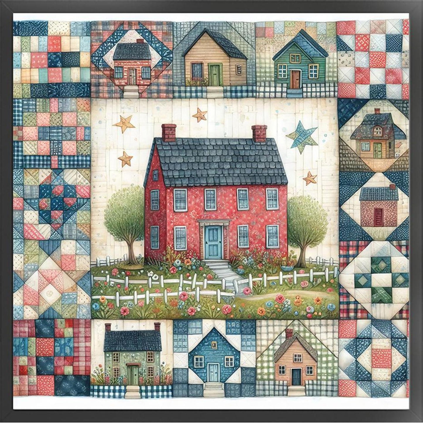 Red Cabin - Full 11CT Stamped Cross Stitch 50x50CM - Huacan