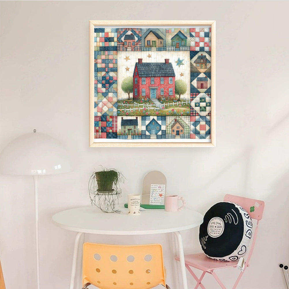 Red Cabin - Full 11CT Stamped Cross Stitch 50x50CM - Huacan
