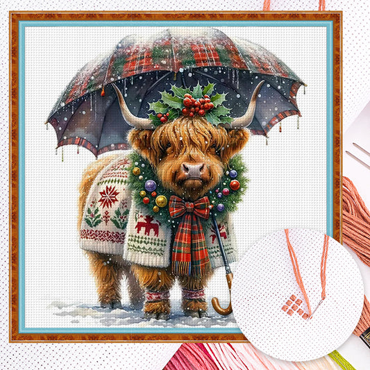 Christmas Yak - Full 11CT Counted Cross Stitch 40x40CM - Huacan
