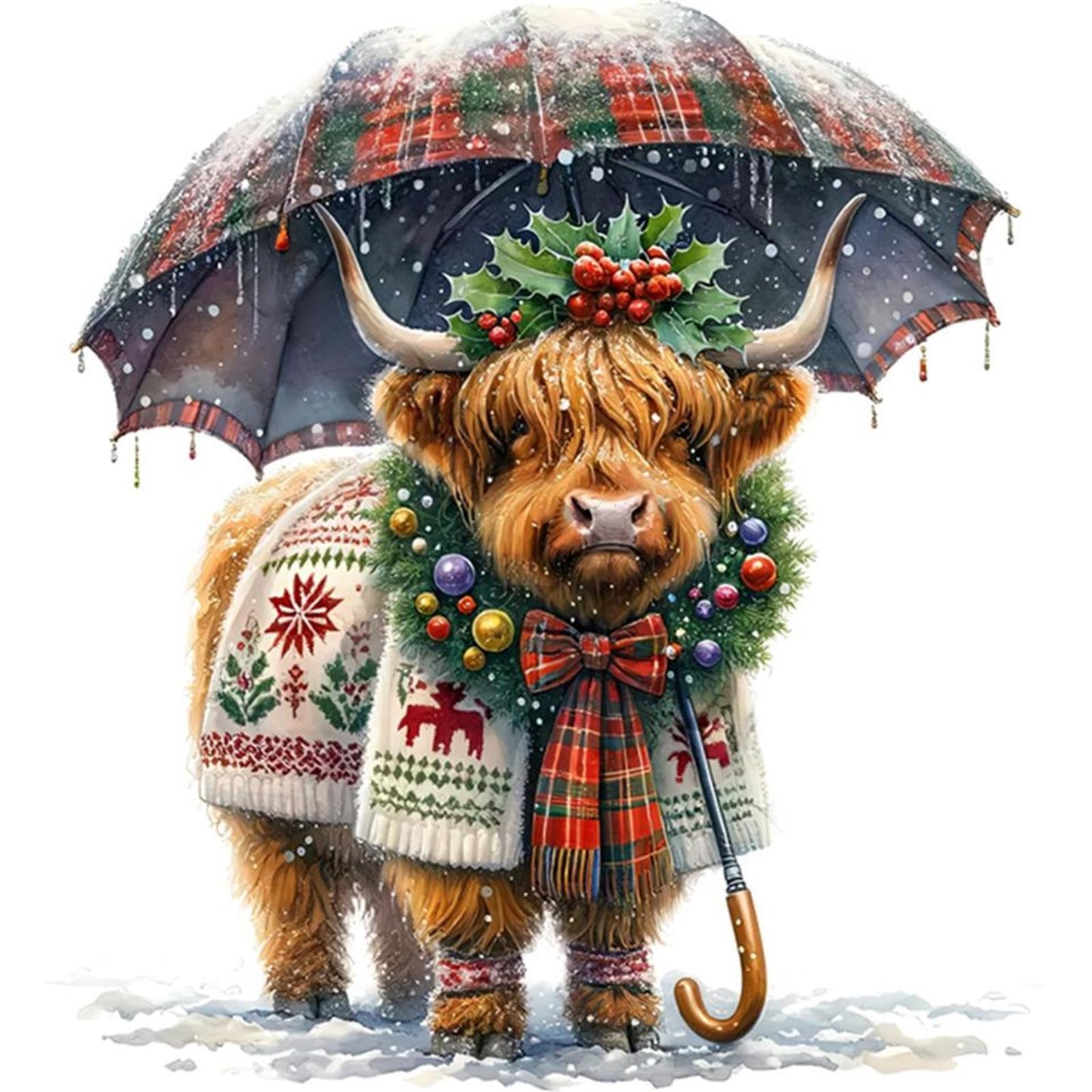 Christmas Yak - Full 11CT Counted Cross Stitch 40x40CM - Huacan