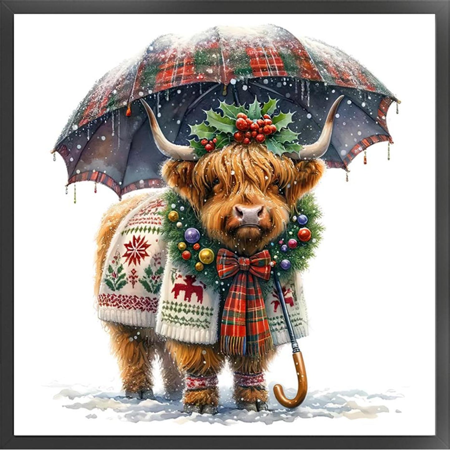 Christmas Yak - Full 11CT Counted Cross Stitch 40x40CM - Huacan