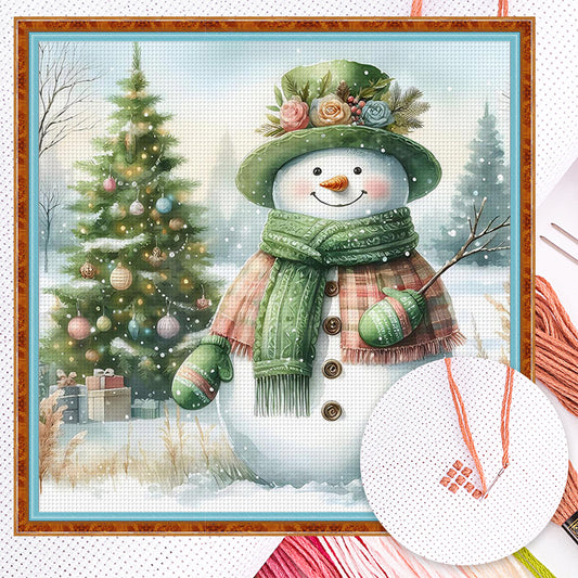 Christmas Snowman - Full 11CT Counted Cross Stitch 40x40CM - Huacan