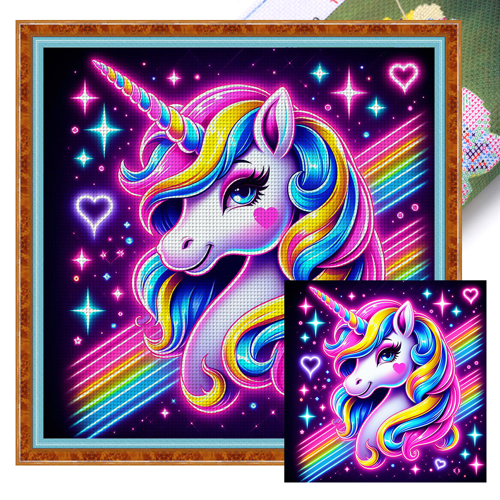 Huancan - Unicorn - 50*50CM 11CT 3 Stamped Cross Stitch