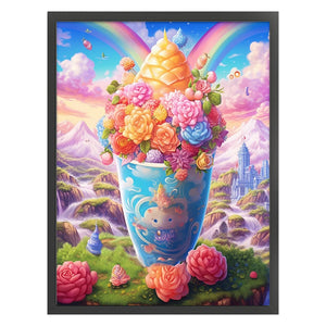 Yishu - Flower Ice Cream - 50*65CM 11CT 3 Stamped Cross Stitch