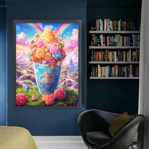 Yishu - Flower Ice Cream - 50*65CM 11CT 3 Stamped Cross Stitch