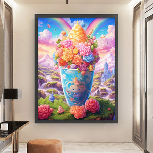 Yishu - Flower Ice Cream - 50*65CM 11CT 3 Stamped Cross Stitch