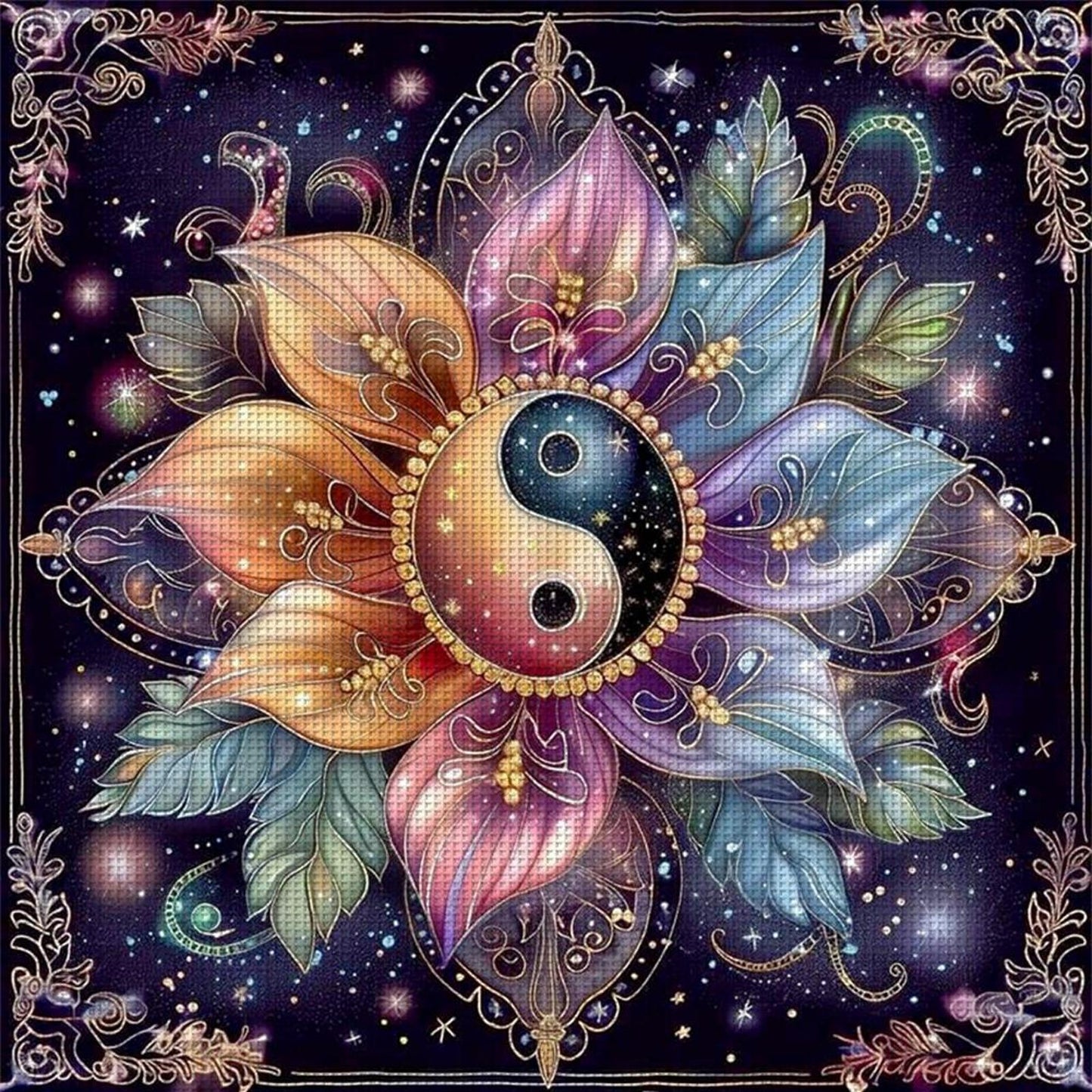 Tai Chi Mandala - Full 11CT Stamped Cross Stitch 50x50CM - Yishu
