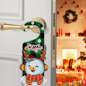 Christmas Snowman Diamond Painting Door Handle Hanger Sign for Home Office Door