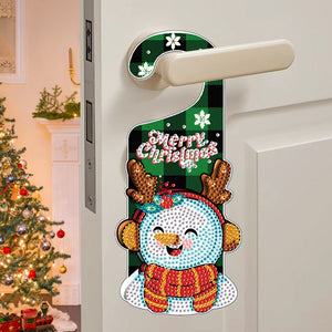 Christmas Snowman Diamond Painting Door Handle Hanger Sign for Home Office Door