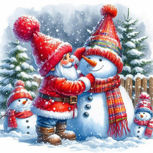 4PCS Winter Gnomes 40*40CM(Canvas) Full Round Drill Diamond Painting