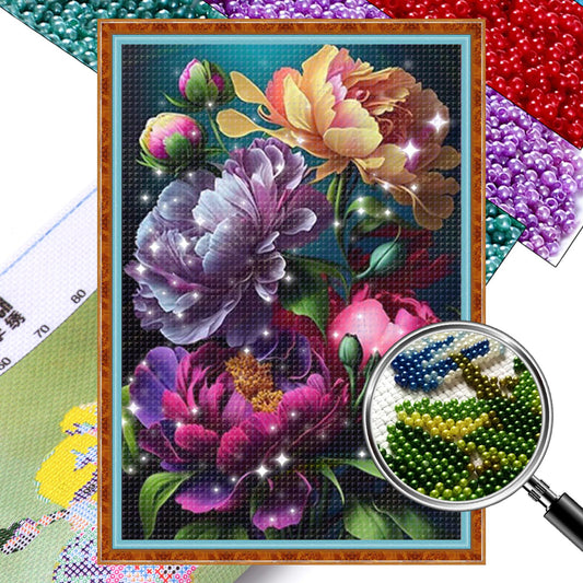 Luxuriant Flowers - Full  9CT Stamped Cross Stitch - Bead Embroidery 50x69CM/19.69x27.17in