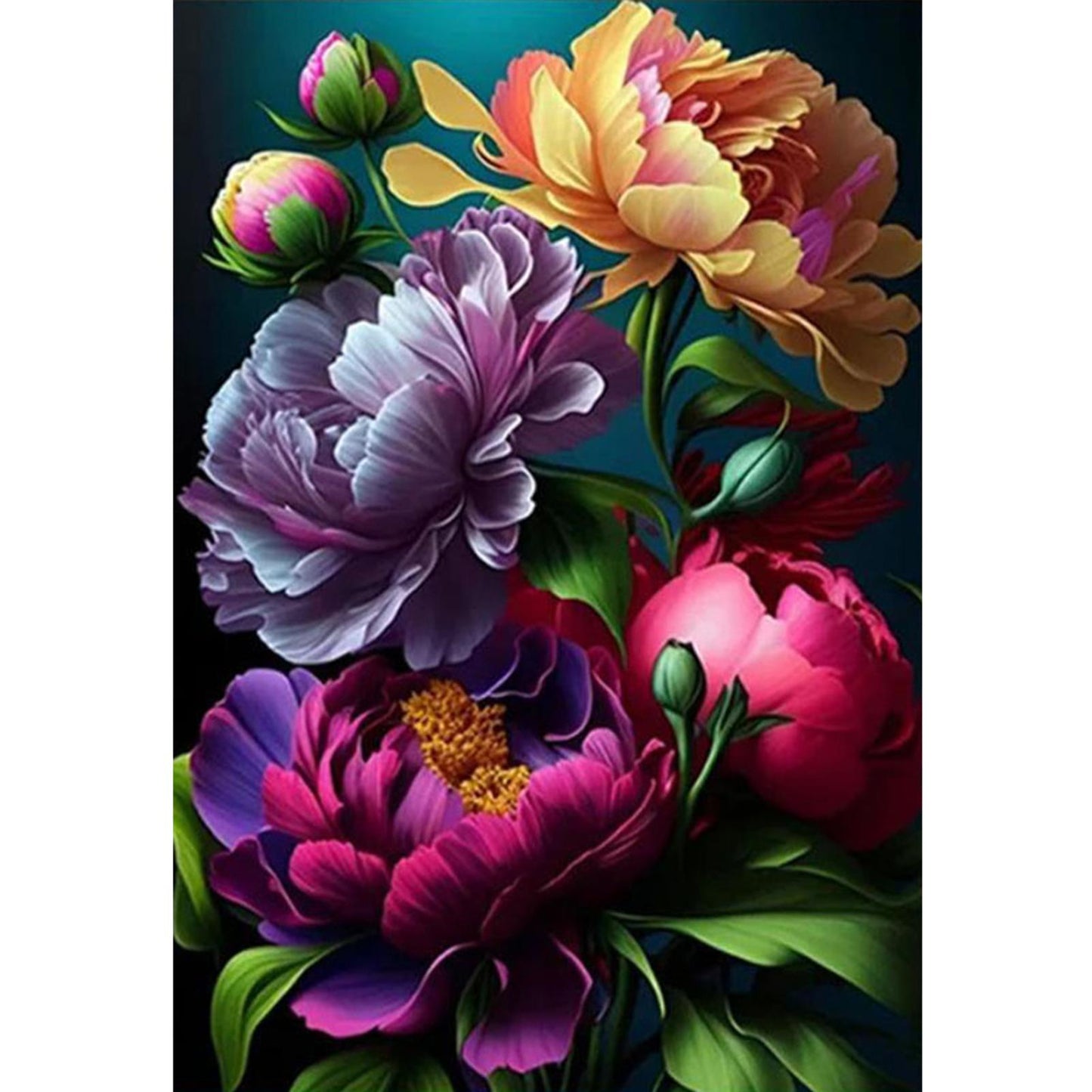 Luxuriant Flowers - Full  9CT Stamped Cross Stitch - Bead Embroidery 50x69CM/19.69x27.17in