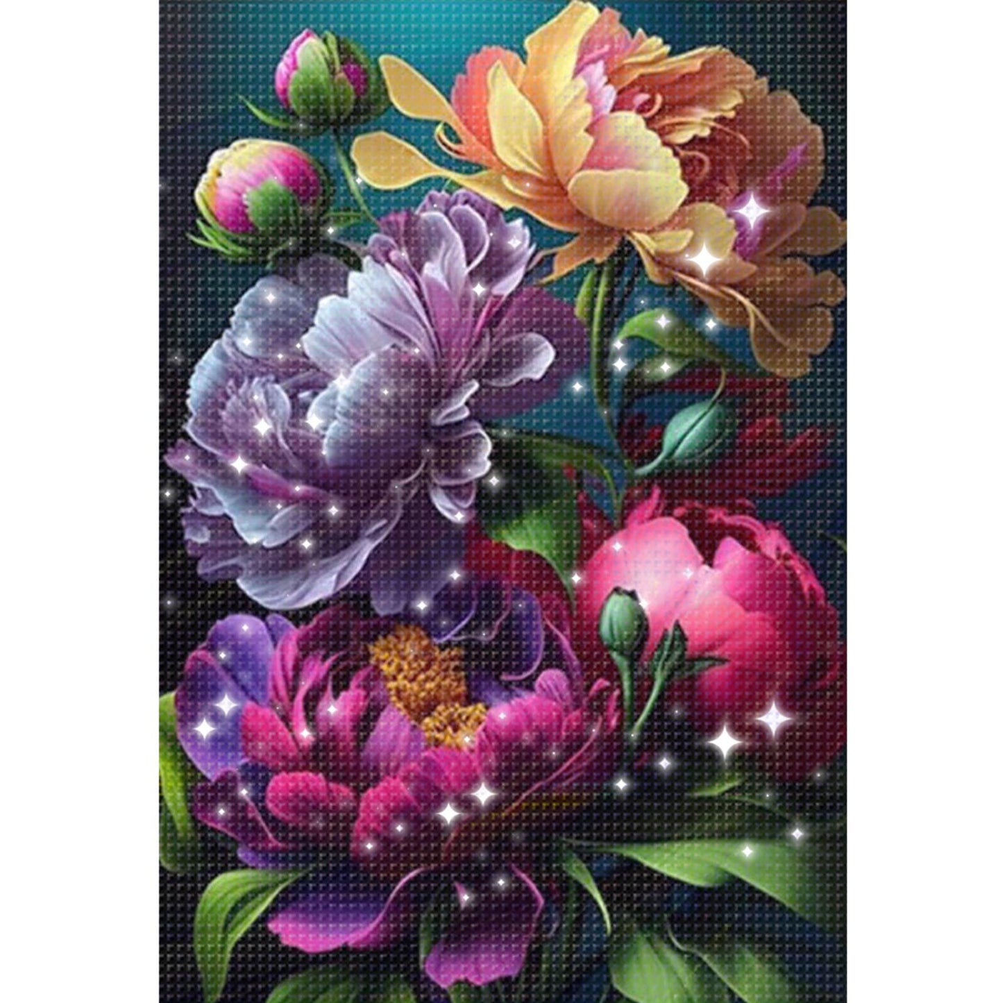 Luxuriant Flowers - Full  9CT Stamped Cross Stitch - Bead Embroidery 50x69CM/19.69x27.17in