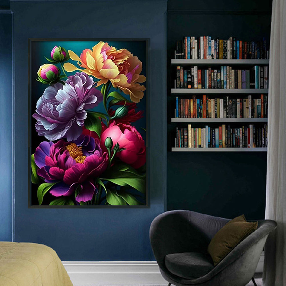 Luxuriant Flowers - Full  9CT Stamped Cross Stitch - Bead Embroidery 50x69CM/19.69x27.17in
