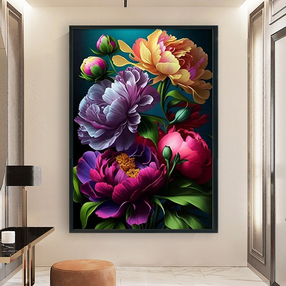 Luxuriant Flowers - Full  9CT Stamped Cross Stitch - Bead Embroidery 50x69CM/19.69x27.17in