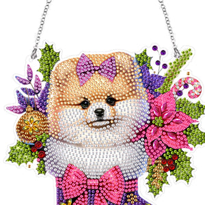 Acrylic Special Shaped Christmas Stocking Pomeranian Hanging Diamond Kits Decor