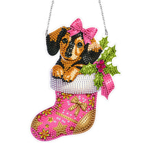 Load image into Gallery viewer, Acrylic Special Shaped Christmas Stocking Dachshund Hanging Diamond Kits Decor
