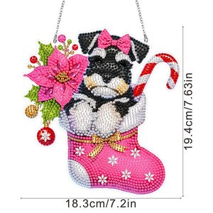 Acrylic Special Shaped Christmas Stocking Schnauzer Hanging Diamond Kits Decor