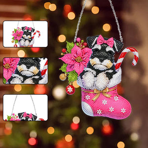 Acrylic Special Shaped Christmas Stocking Schnauzer Hanging Diamond Kits Decor