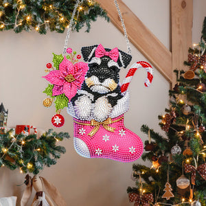 Acrylic Special Shaped Christmas Stocking Schnauzer Hanging Diamond Kits Decor